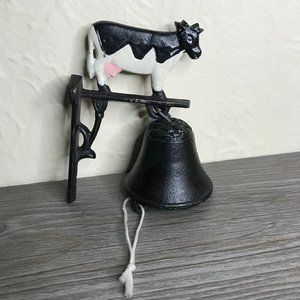 Vintage Cast Iron Cow Bell with Cow Figure